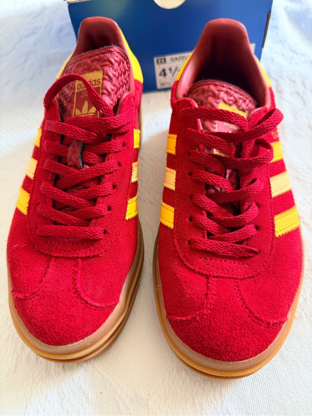 Adidas Red and Yellow Suede Sneakers